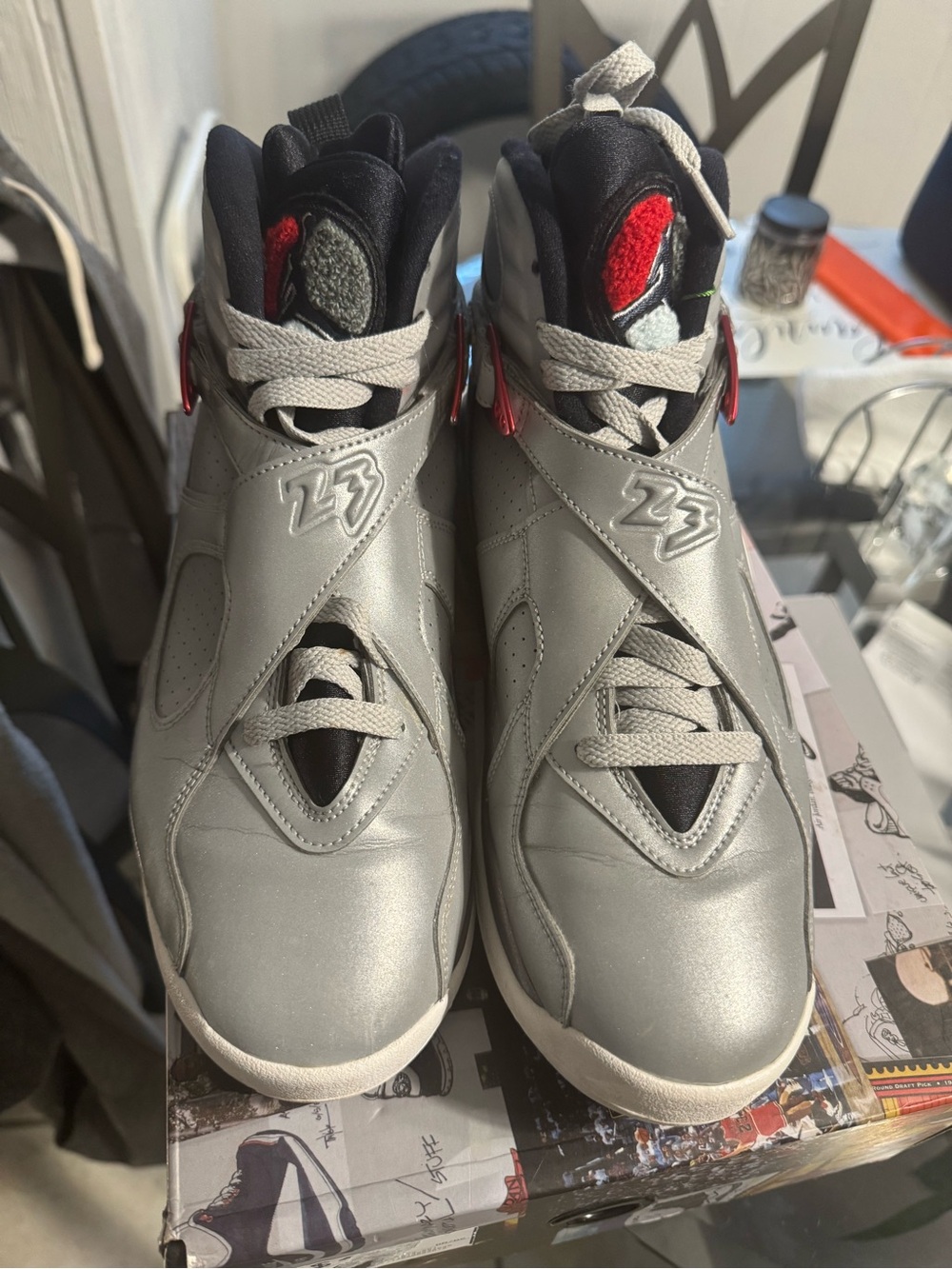 Men Metallic Silver High-Top Athletic Shoes Reflections of Champion